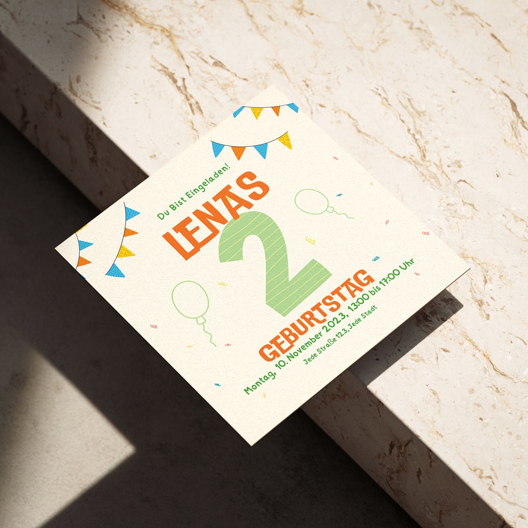 Einladung Zum 2. Geburtstag Der Kinder. Druckbare Und Digitale Etsy