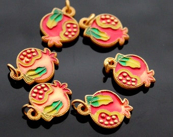 5 for 15 dollars  enamel pomegranate  charms for jewelry making