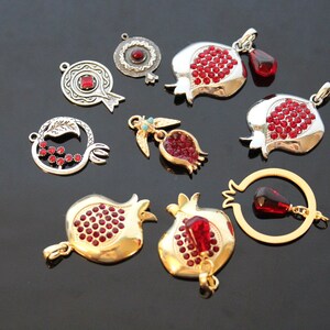 Pomegranate charms for jewelry making image 2