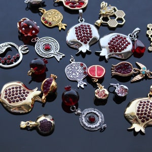 Pomegranate charms for jewelry making image 1