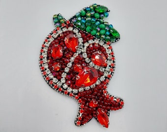 Handmade beaded pomegranate  patch for for  bags dress clothes