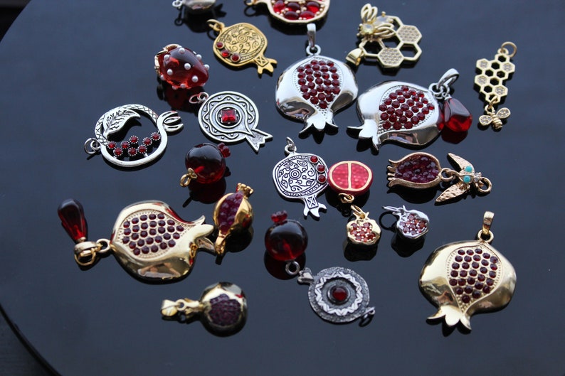 Pomegranate charms for jewelry making image 1