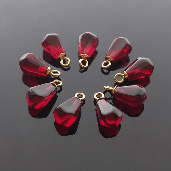 10 Pc minimum Clear Loose  Red Pomegranate Seed Beads, Resin charms for jewelry making