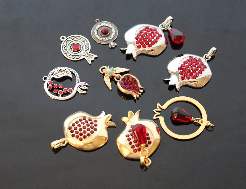 Pomegranate charms for jewelry making image 2