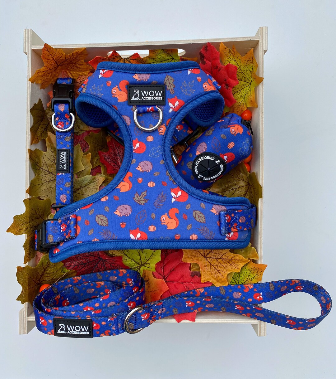 Walking Set Woodland Walkies Blue Dog Harness Set Etsy
