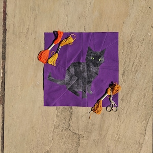 Halloween Svart Katt 12-tums grundpapperslapp - FPP Quilt Block