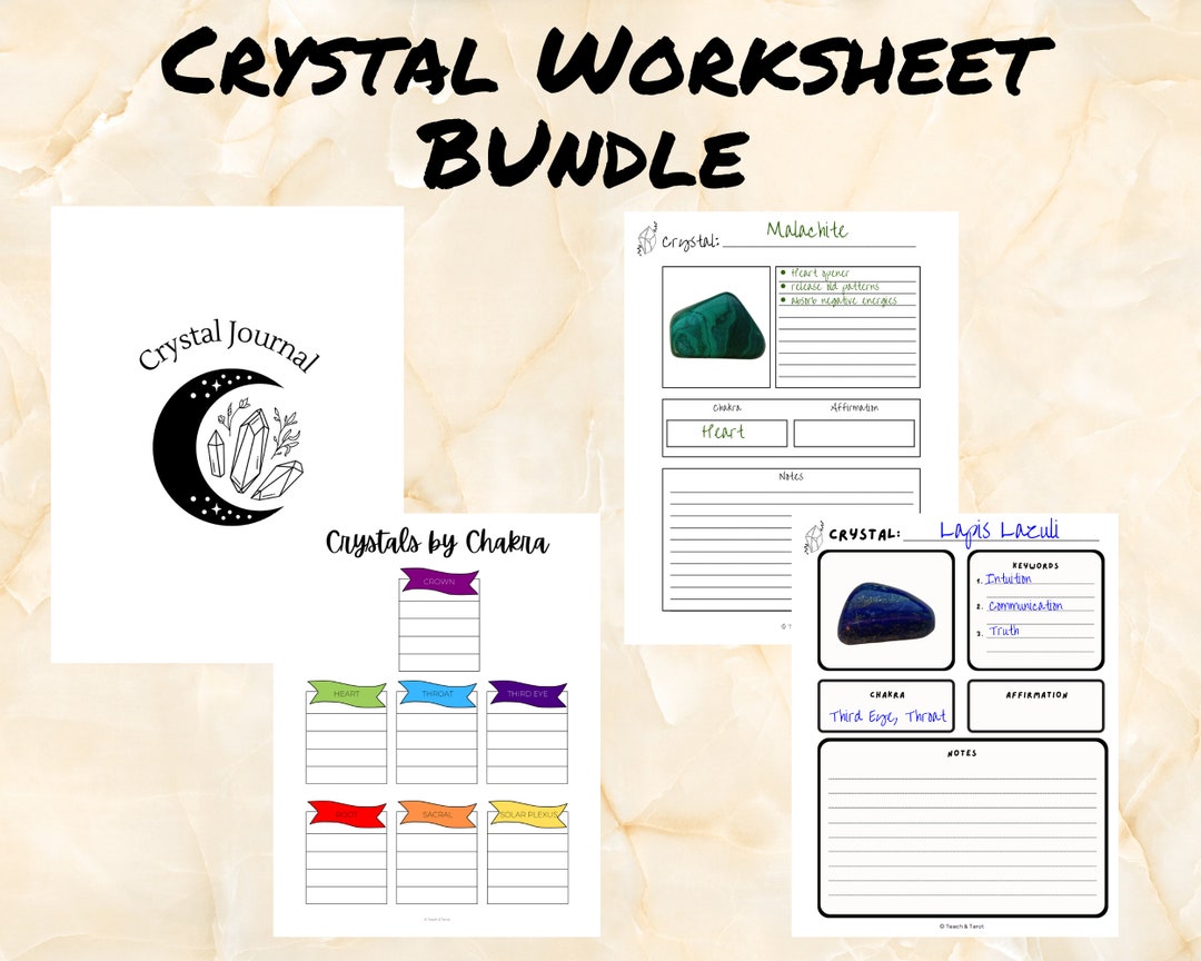 Crystal Worksheet Bundle Printable Crystal Journal Crystal Workbook