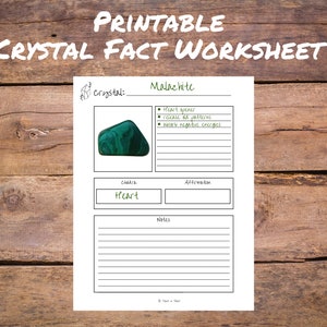 Afdrukbaar werkblad Crystal Fact | Crystal Planner-dagboek | Studiegids Kristal | Heksenlaken | Plannerinzet | Digitale pdf | Letter-formaat