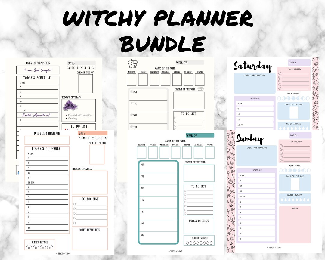 Witchy Planner Bundle Daily Witch Planner Weekly Witch Planner Witchy