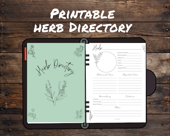 Herb Directory Printable Herbs Fact Sheets Herb Journal - Etsy