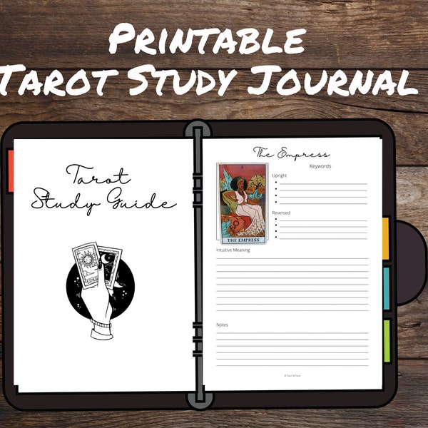 Tarot Study Journal | Printable Tarot Study Guide | Tarot Cheat Sheets | DIY Tarot Journal Binder | Tarot Worksheet | B &W | US Letter, A4