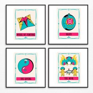 Paquete de impresión de cartas de tarot de juguete de los años 90 / Decoración de tarot imprimible / Póster de cartas de tarot / Carta de tarot imprimible / Arte de tarot brujo / Decoración de brujas /