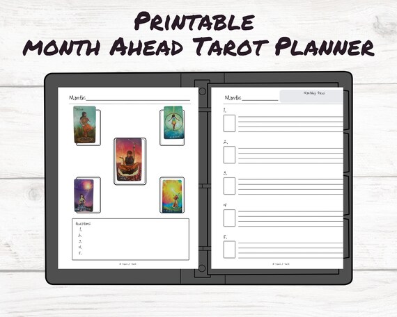 Month Ahead Tarot Planner Printable Monthly Tarot Spread Witchy