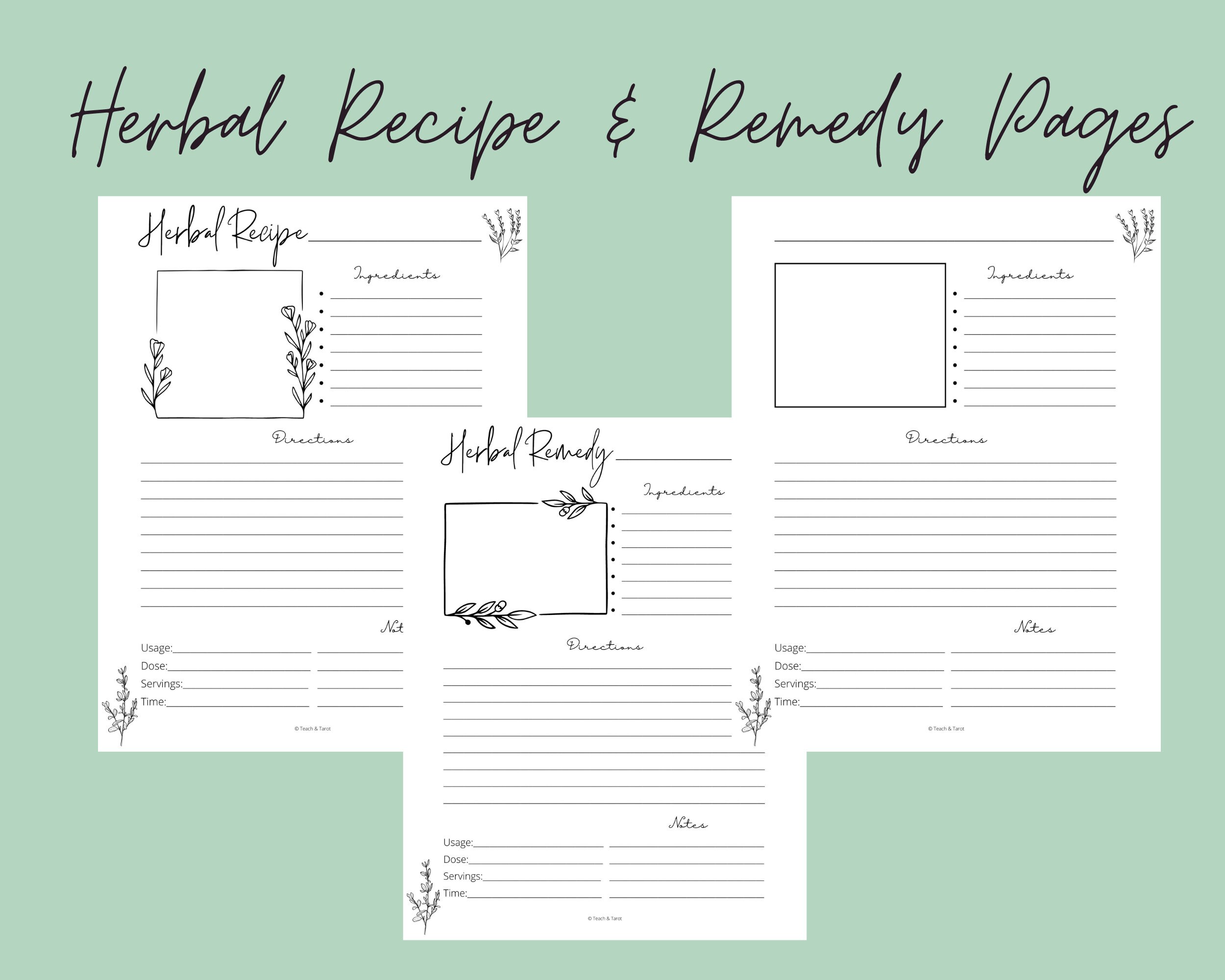 Herb Directory Printable Herbs Fact Sheets Herb Journal - Etsy