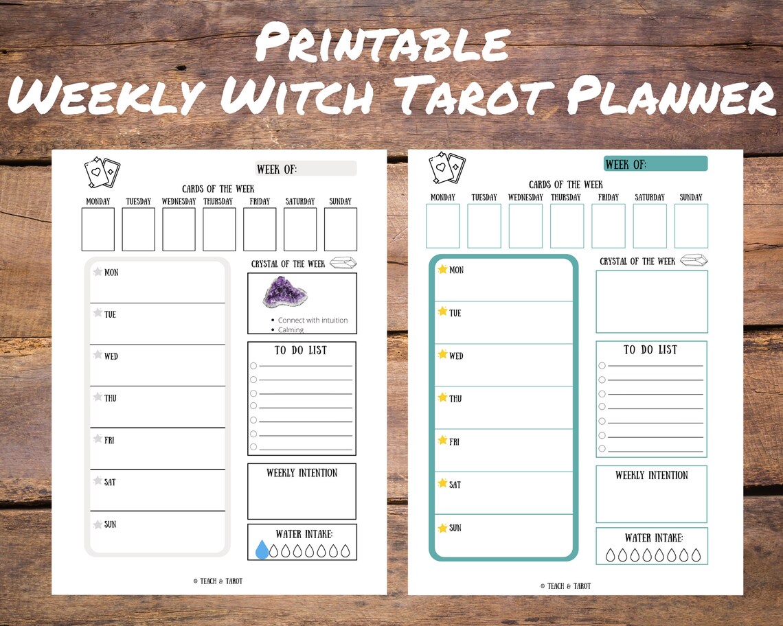 Weekly Witch Planner Printable Witch Worksheet Weekly - Etsy
