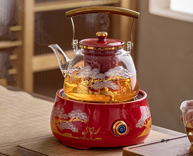 Tea Pot Kettle Heat Resistant Glass Semi-automatic Tea Infuse Puer Kettle  Coffee Tea Maker Convenient