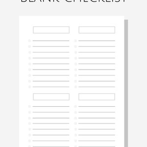 A4 Blank Checklist, Multi-category Checklist, Printable Blank Checklist Planner, To Do List Planner, Instant Download