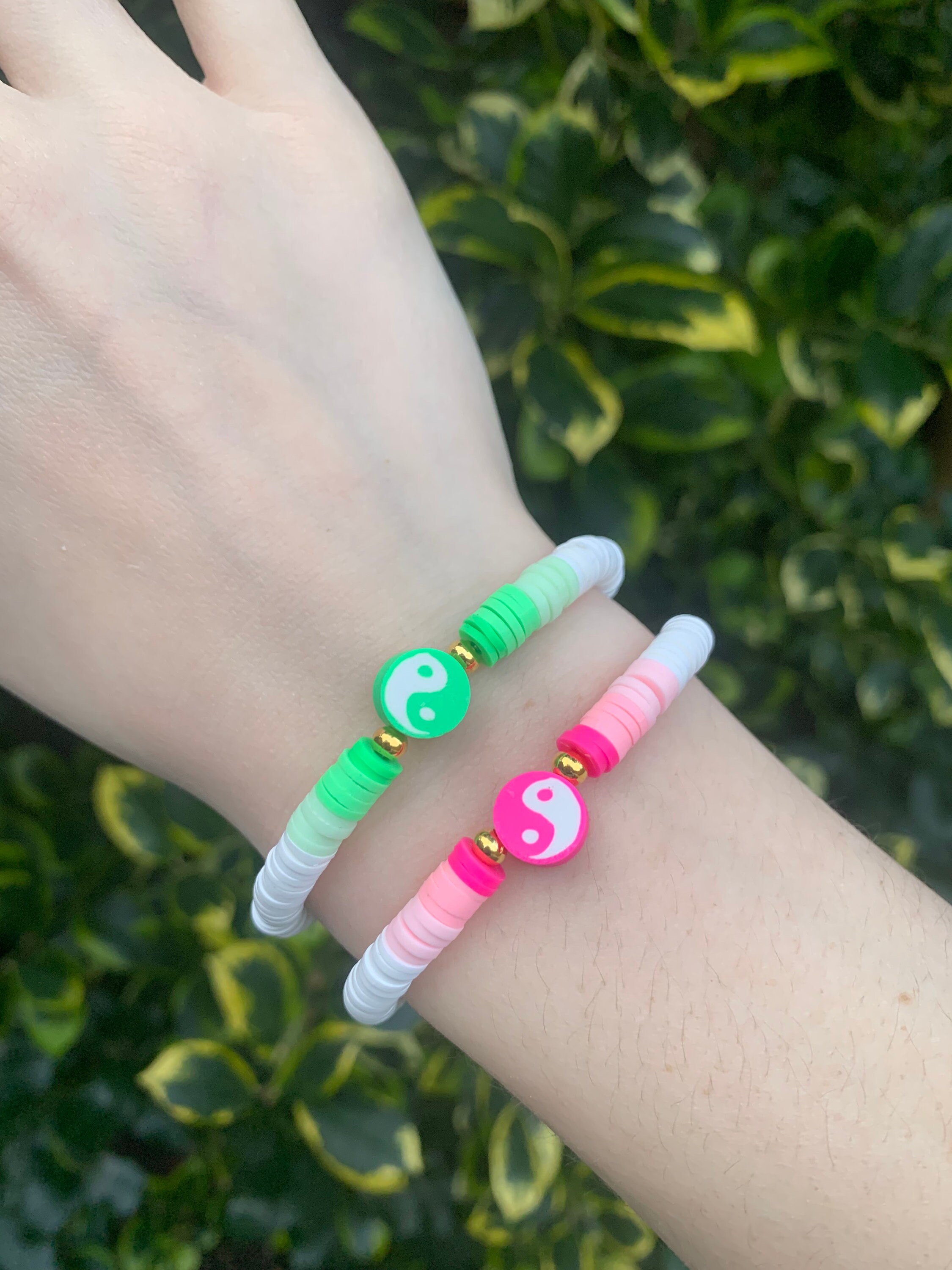 Bestie Yin Yang Bracelets Clay Beads Preppy Bracelet - Etsy