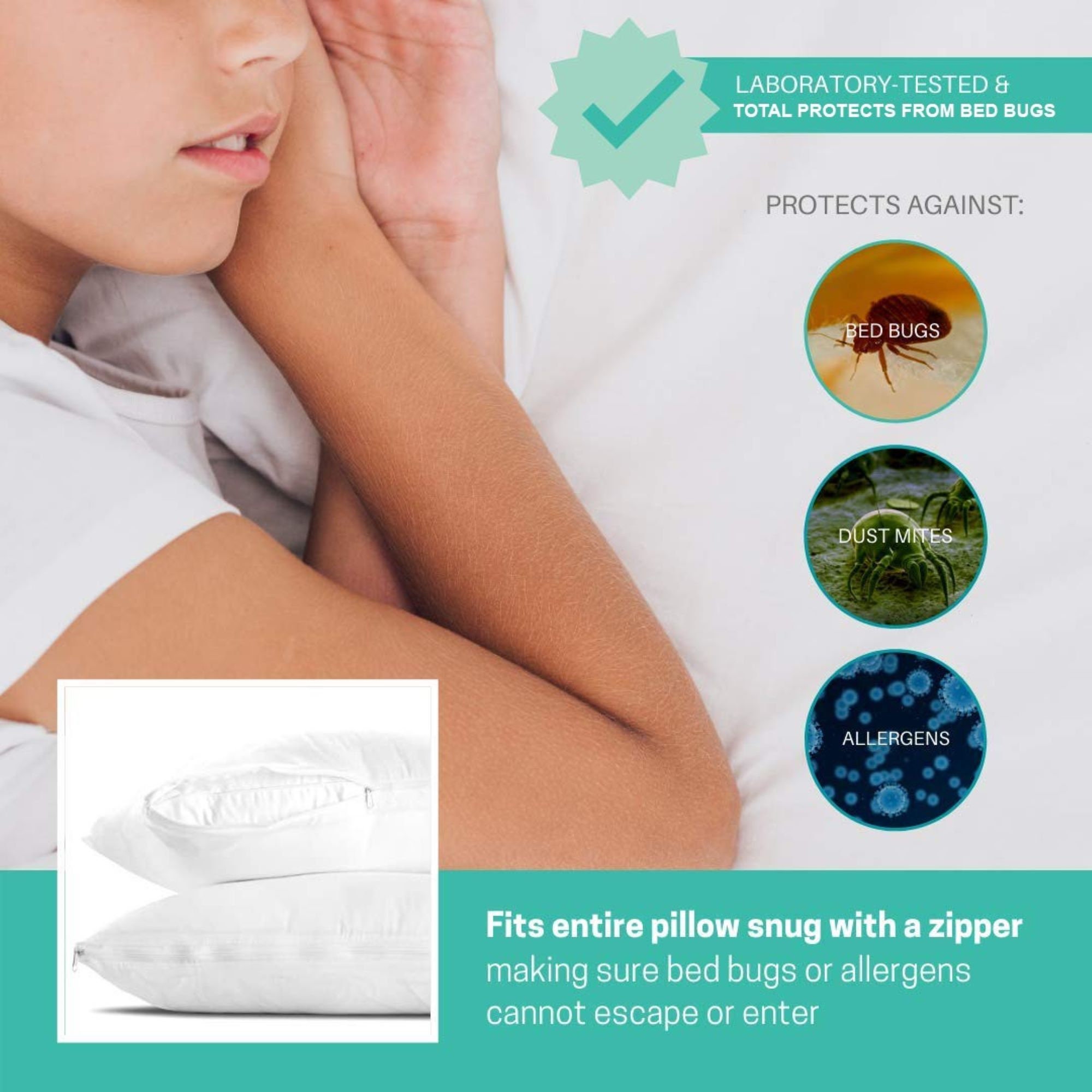 Hygea Natural Standard Bed Bug Pillow Protector waterproof Zippered 2