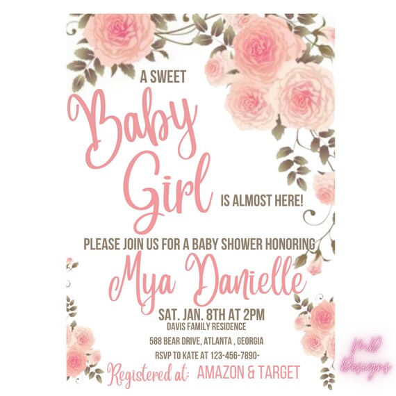 Baby Shower Template for a Girl Baby Shower Template Baby | Etsy