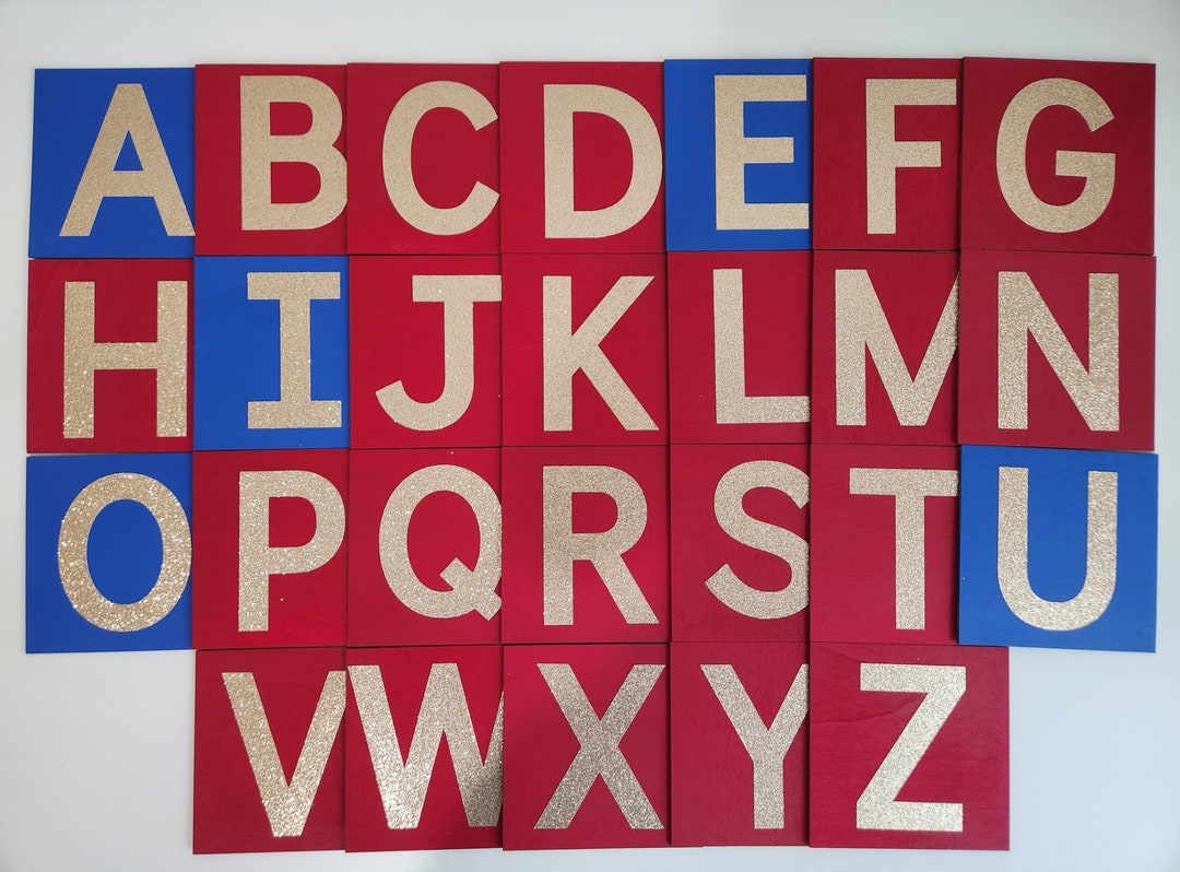 Montessori Upper Case Sandpaper Letters on Wood Teaching Etsy