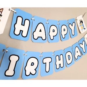 Bluey Birthday Party Banner, Kid&#39;s Party banner, Bluey Dog Birthday Party banner, Birthday Party banner
