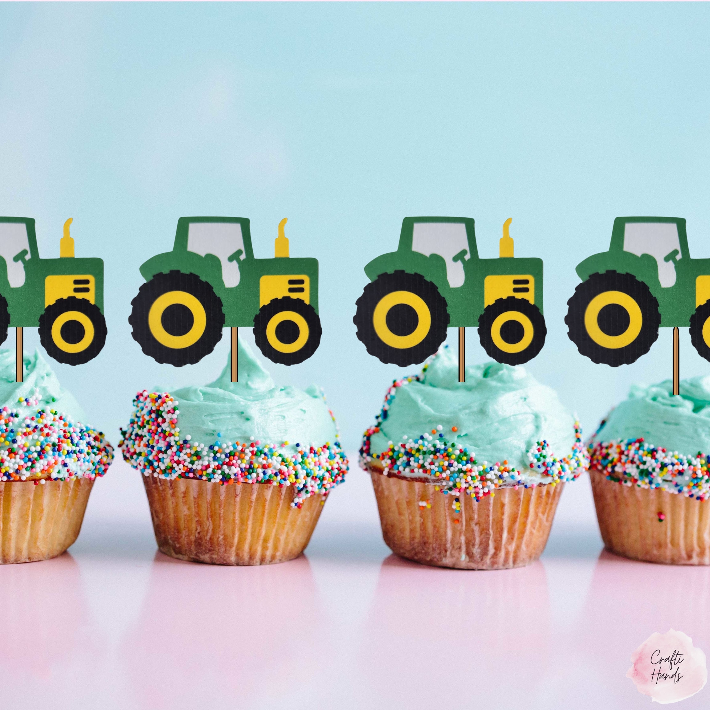 Farm Animal Cake Toppers Tractor Cupcake Toppers, Farmer Cupcake ...