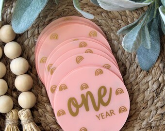Acrylic Baby Milestones, Birth Announcement, Baby Monthly Milestones, Baby Photo Props, baby gift, Acrylic Milestones, Baby Milestone Discs