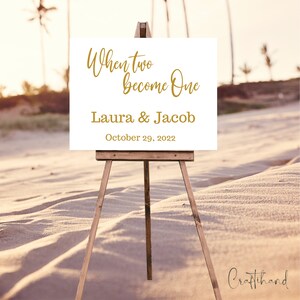 When two becomes one Welcome Sign, Modern Wedding Welcome Sign, Custom Welcome Sign, Acrylic Wedding Welcome Sign, Personalized brushed back