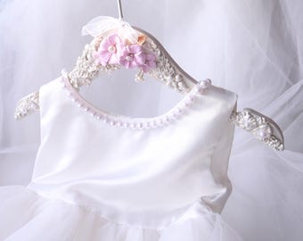 Flower Girl Hanger with Pink Flowers, Personalised, Child Hanger, Gift