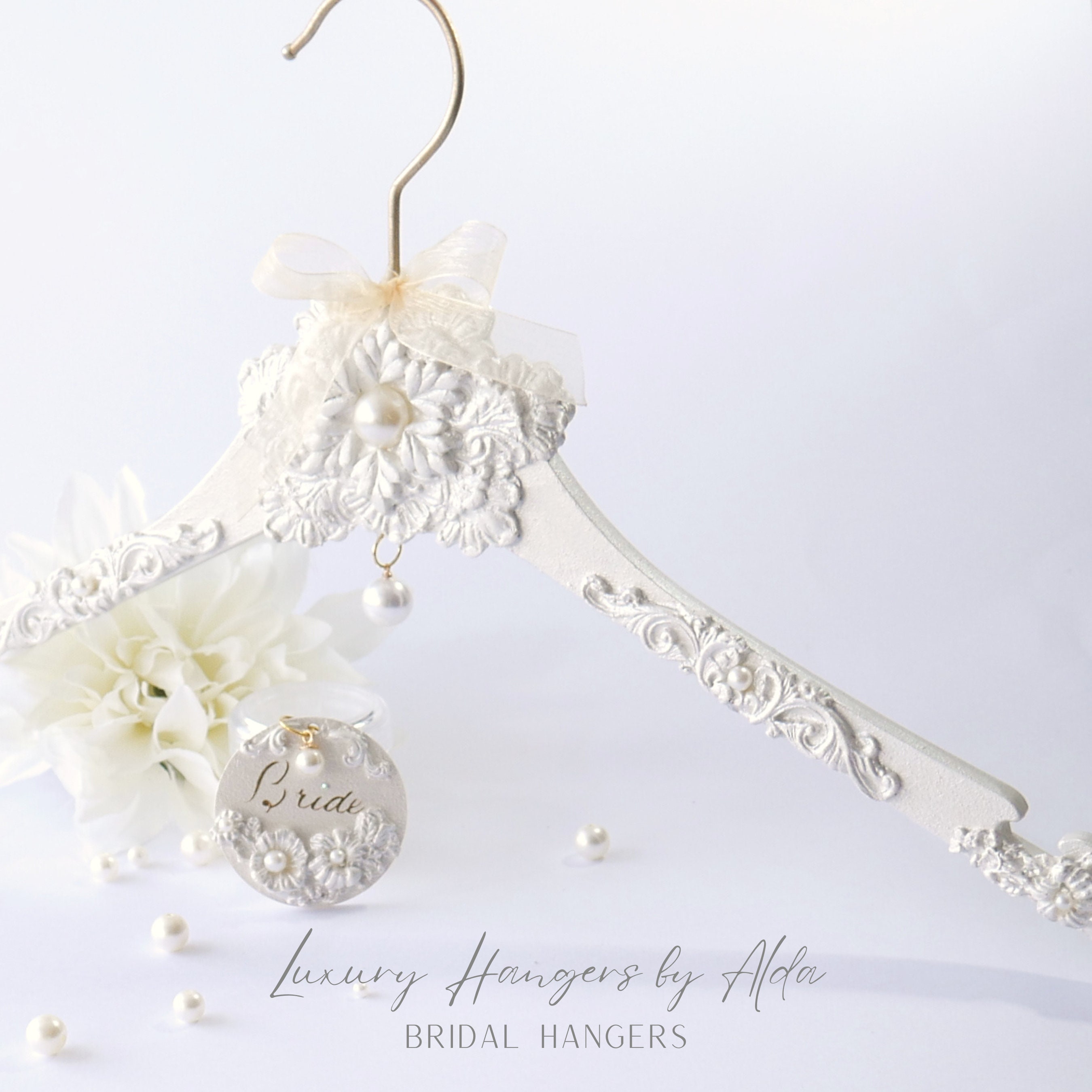 Wedding Dress Hanger Pearl White Bridal Hanger With Pearls - Etsy