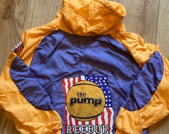 Jaqueta pullover vintage Reebok 'The Pump' do final dos anos 80, tamanho G.