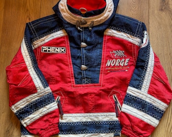 Jaqueta Pulôver Vintage Phenix Oficial da Equipe Norueguesa de Esqui Alpino, Tamanho G/GG.