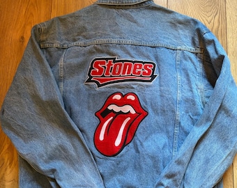 Jaqueta jeans oficial vintage dos Rolling Stones, modelo 97/98, tamanho M (G).