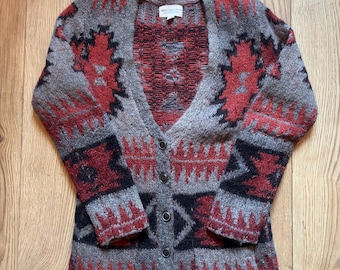 Cardigã vintage feminino Denim & Supply Ralph Lauren Aztec, tamanho P.