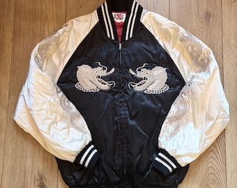 Jaqueta bomber vintage Sukajan Dragon 'London F.B' tamanho G.