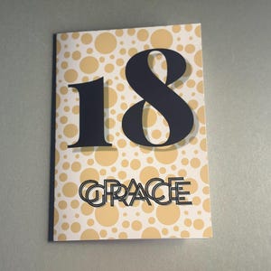Tarjeta de cumpleaños número 18 / Tarjeta de cumpleaños personalizada / Tarjeta con nombre personalizada / Diseño de lunares dorados
