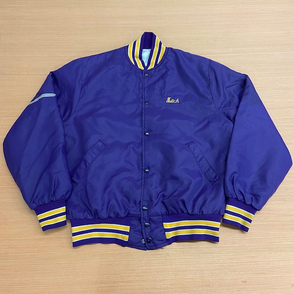 Veste en satin violet UNI Panthers vintage des années 1980