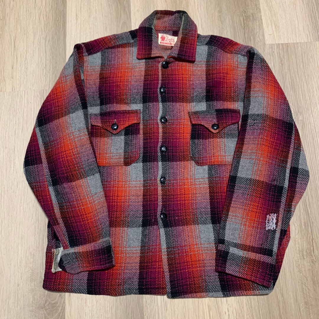 Lumber King 1950s Vintage Button up Flannel Jacket Size M Etsy