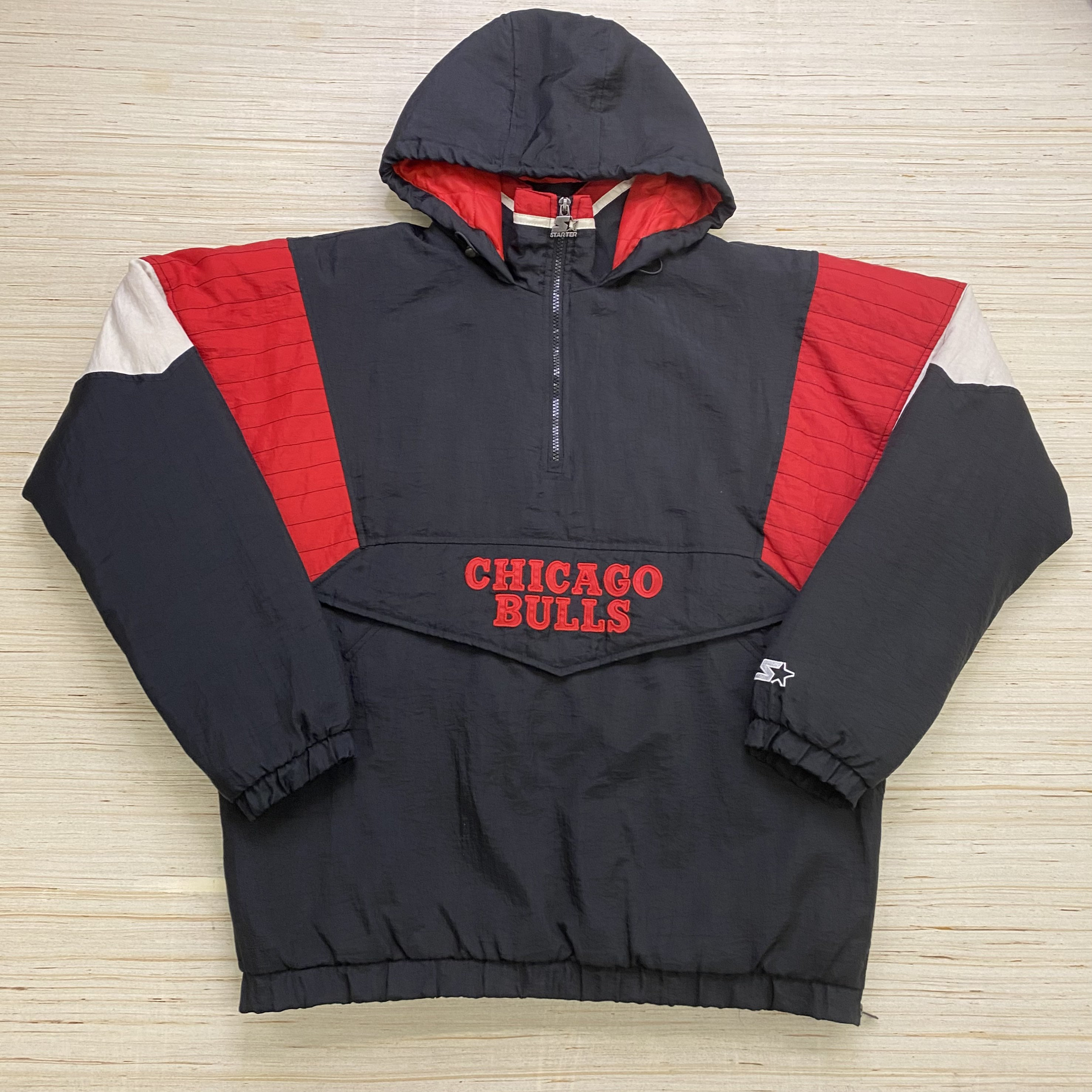 Vintage 90s Chicago Bulls Starter Jacket with Fur Lined Hood - ShopperBoard