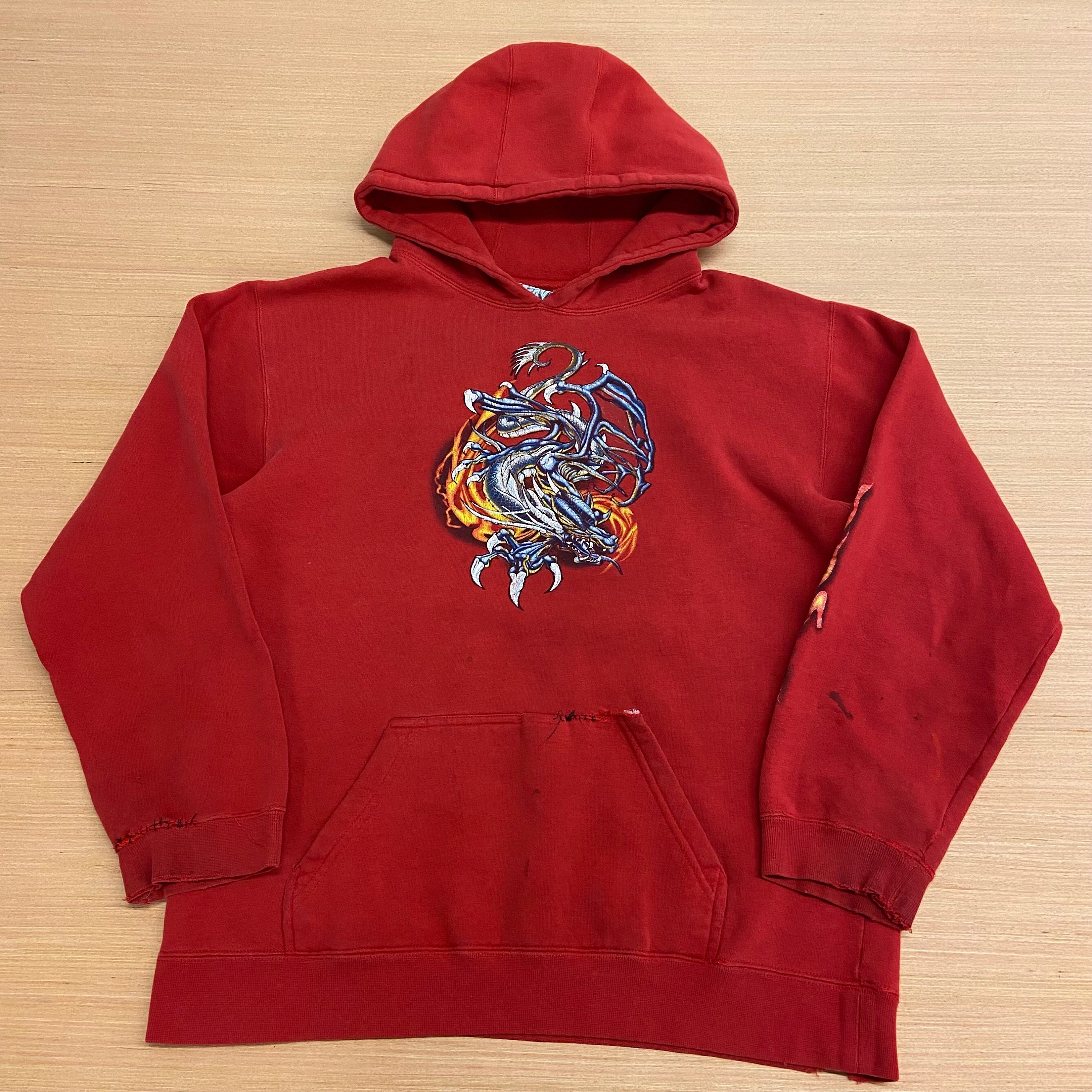 Vintage Youth Top Heavy Flaming Dragon Graphic Hoodie Sweater Size Youth Large Etsy