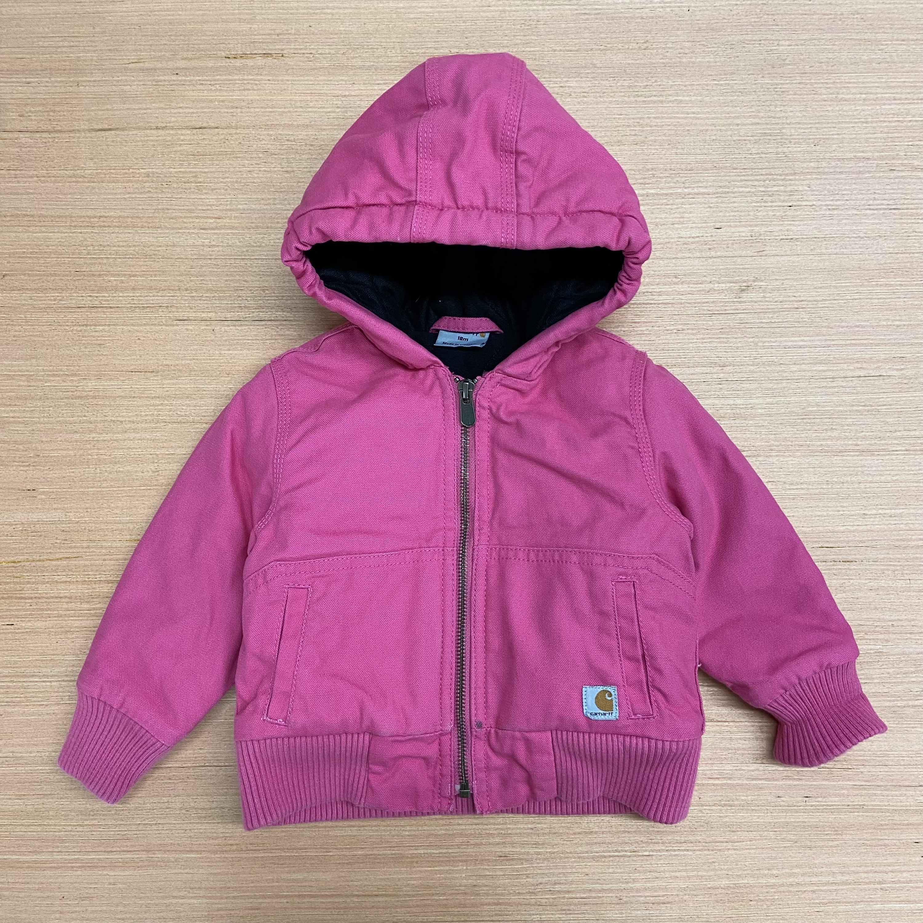 Youth Pink Carhartt Full Zip Jacket With Hood Size 18M