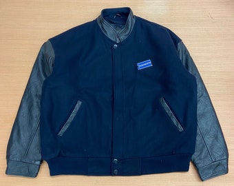 Vintage 1990’s Blockbuster Leather Varsity Jacket Size Large