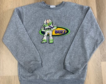 Youth Buzz LightYear Fleece Vintage Crewneck Sweatshirt size youth L