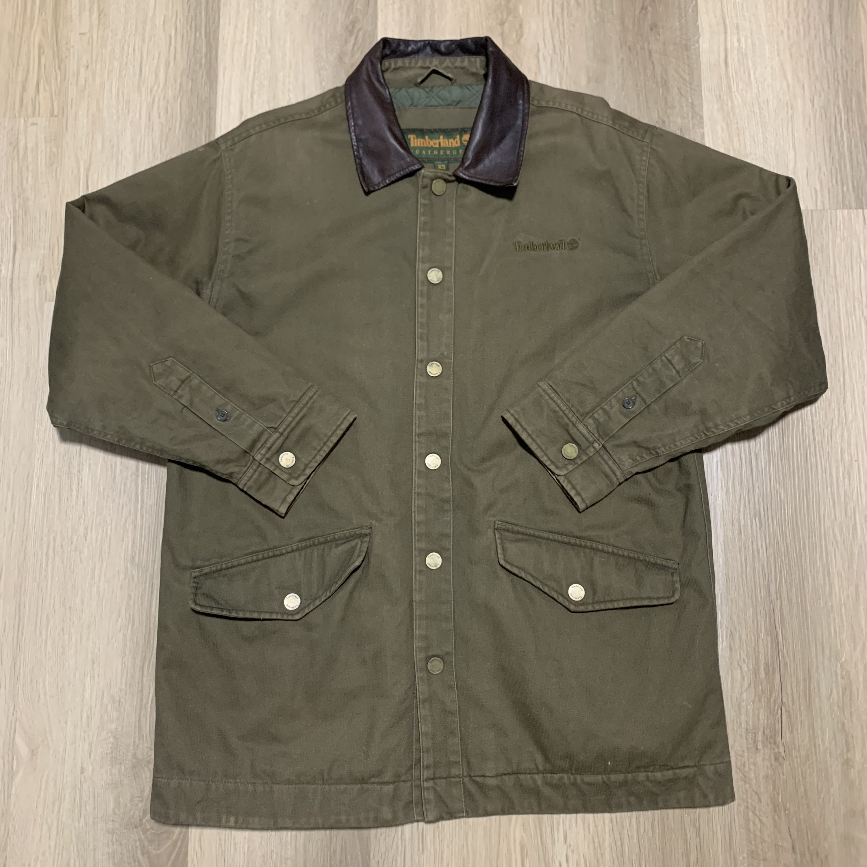 Buy Timberland 1990s Vintage Button up Long Coat Size XS Online in 