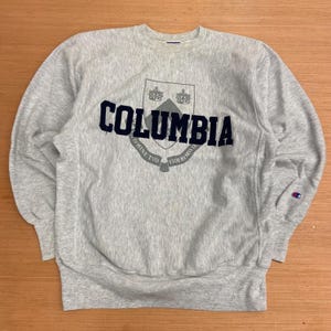 Vintage 90's Columbia University Champion Reverse Weave Gray