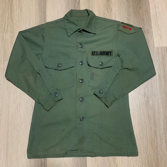 Vintage 1980s US Army OG 507 camisa militar abotonada Etsy Espana