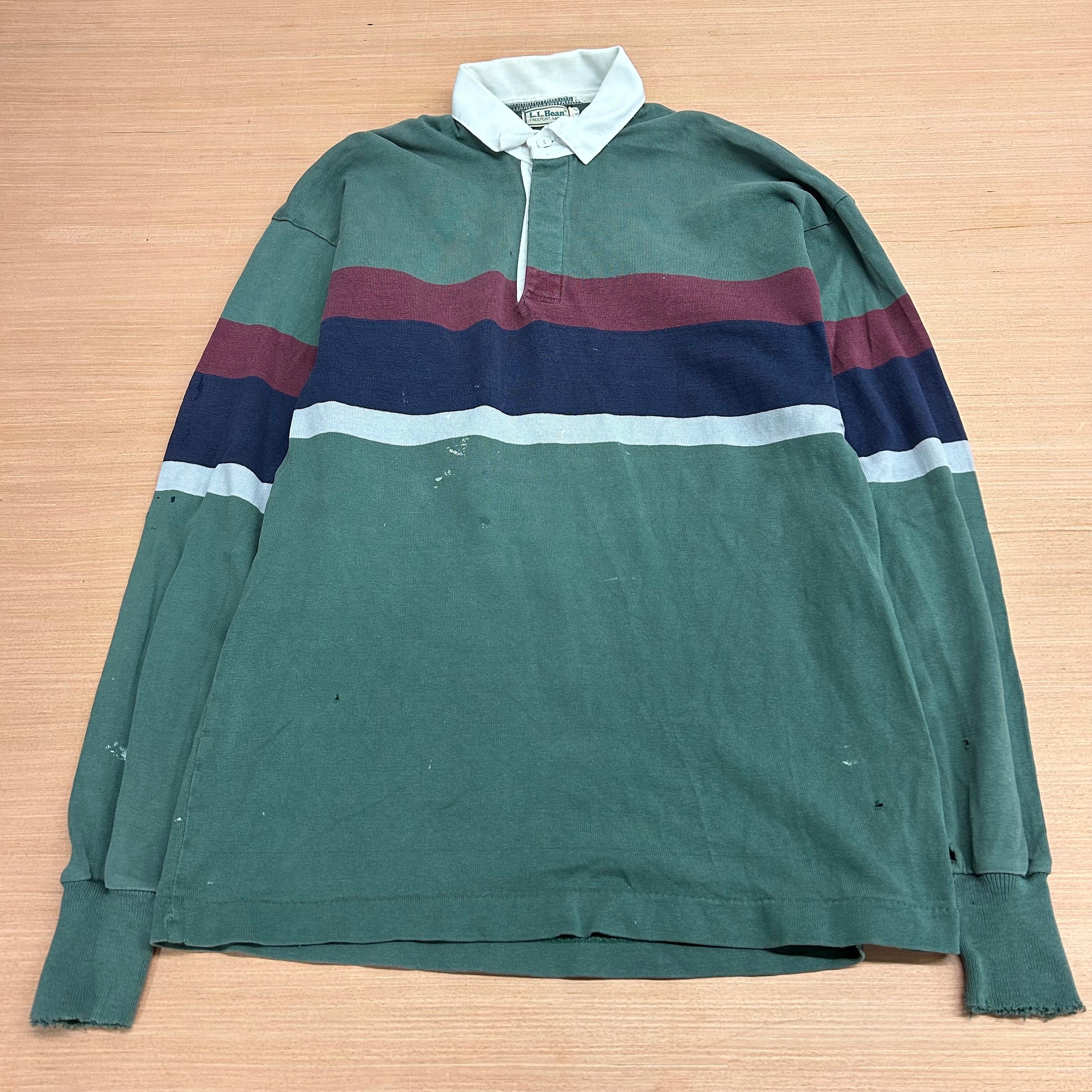 Vintage 80s LL Bean Rugby Polo Shirt Horizontal Stripes