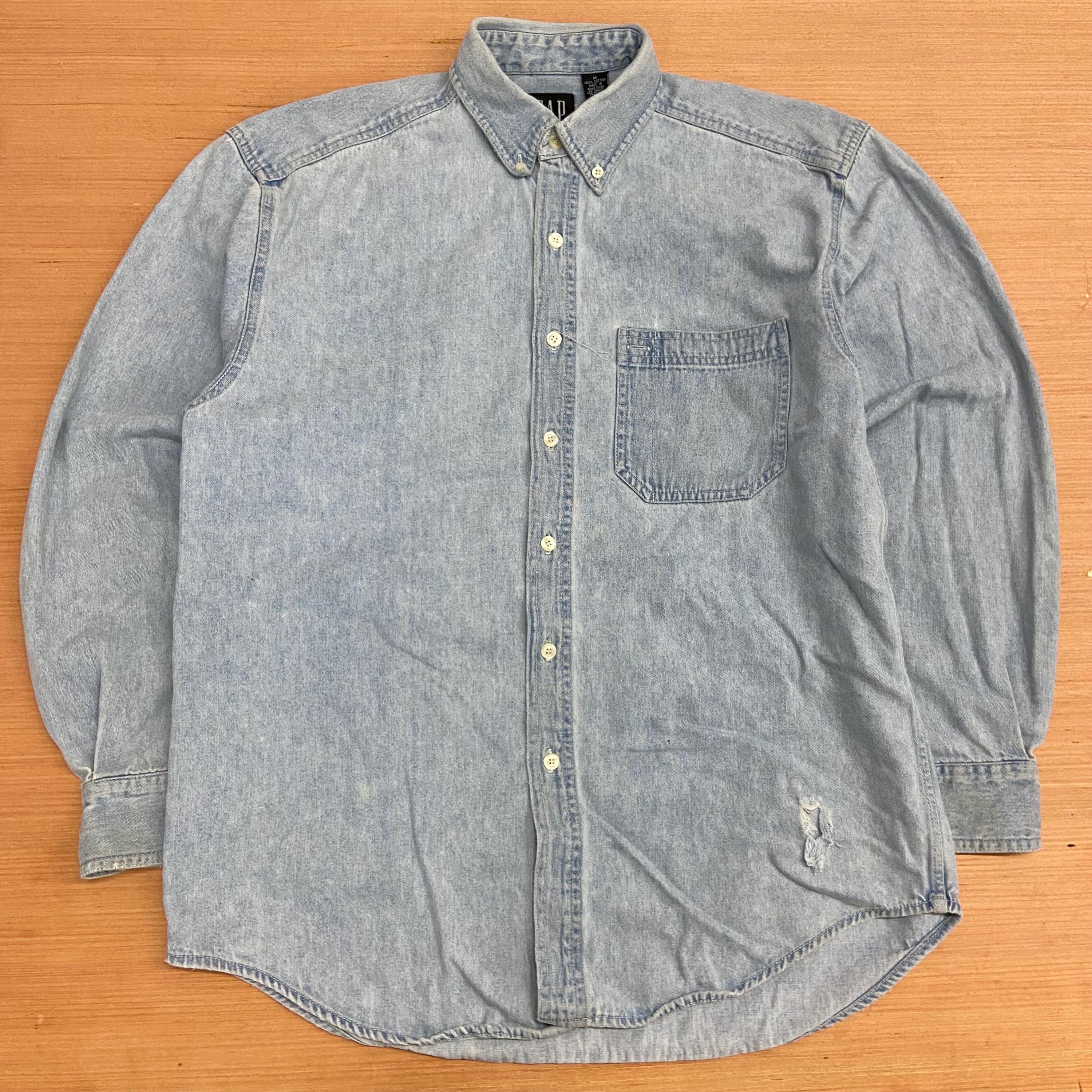Chemise Homme Gap Pur Coton Gris Délavé Manches Courtes - Taille S, Occasion Très Bon état