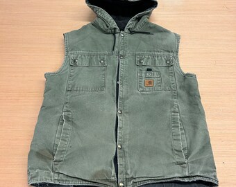 Carhartt Lined Outerwear Vest With Hood Size Large